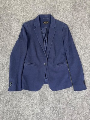 Massimo Dutti Women s Navy Blazer One Button Cotton Viscose Modelle 6044 Size 6