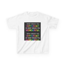 Different is Wonderful Kids Tee Rainbow Positive Message