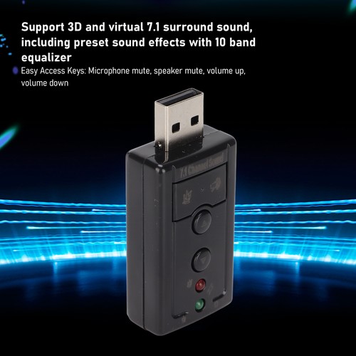 Virtual Sound Card Internal Amplifier And Volume Controls 7.1 Channel Sound NEW - Afbeelding 9 van 12