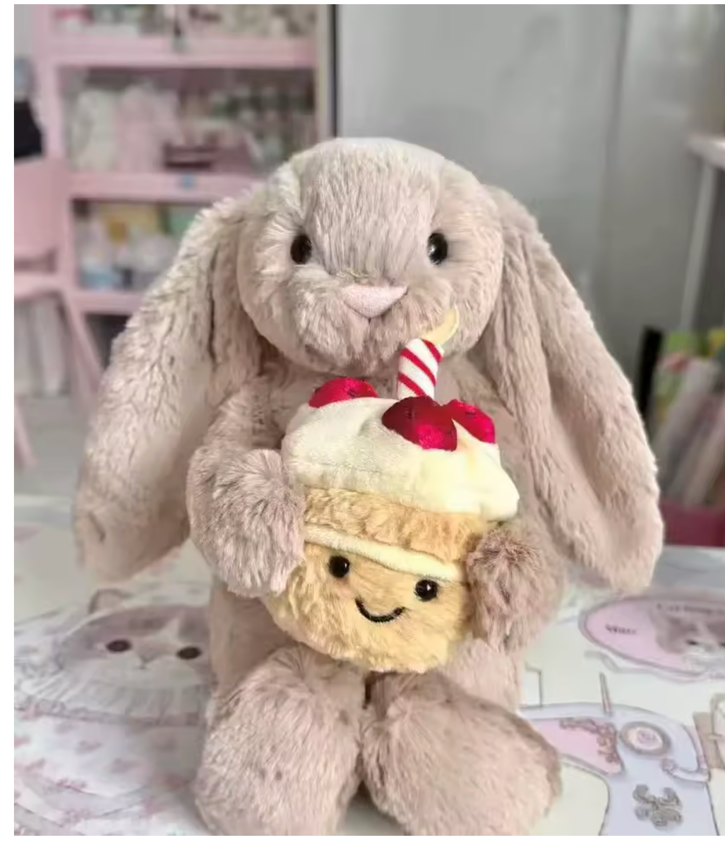 Cute Bashful Beige Bunny Birthday Gift With Jellycat Dust Bag-No