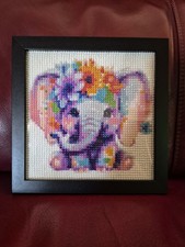 Handmade Framed Diamond Painting   Colorful Elephant