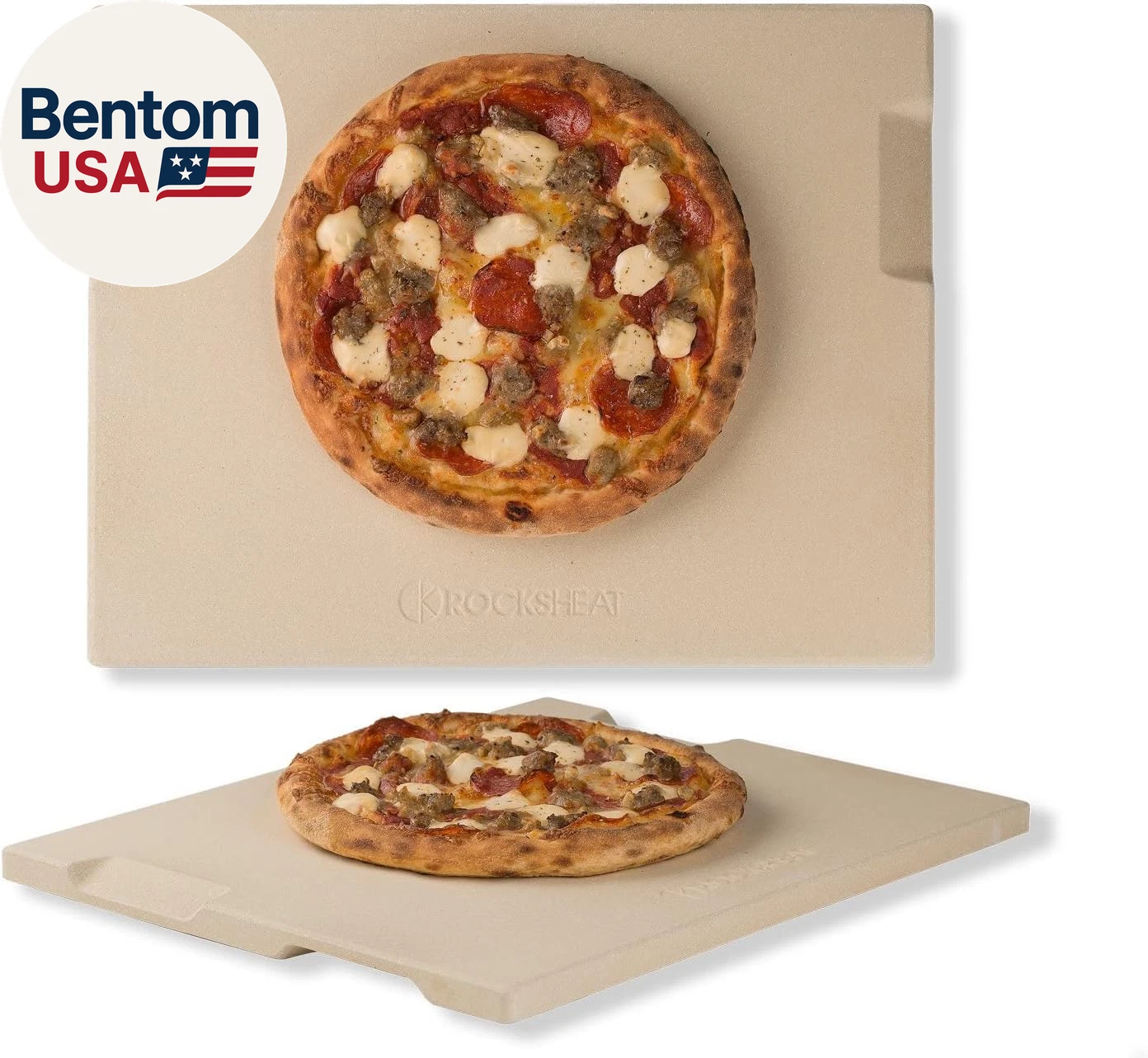 Pizza Stone for Oven and Grill, 15X12 Inch Cordierite Baking Stone with 4 Built-
Opens in a new wind