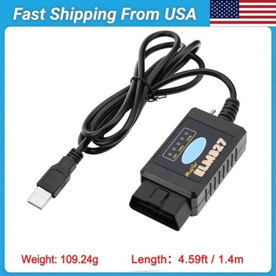 USB OBD2 ELM327 Scanner Reader for Windows, Laptop PC, ELMconfig FoCCCus Diag
