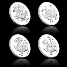 4pc Chinese Four Sacred Beasts Coin Azure Dragon, White Tiger, Vermilion Bird 