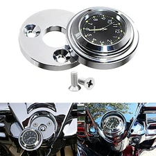 1Chrome Fork Lock Clock Cover Waterproof Black Dial For Harley Touring Road King