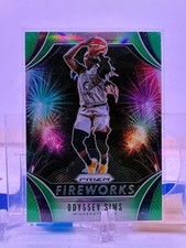 2020 Panini Prizm WNBA Fireworks Green Prizm #16 Odyssey Sims