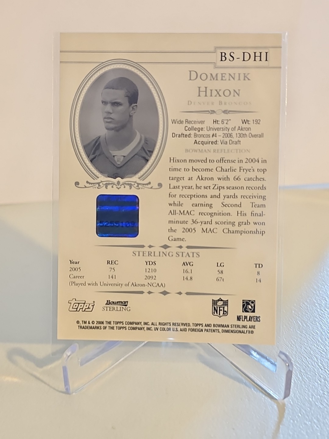 💥2006 Bowman Sterling - Autographs Domenik Hixon #BS-DHI (AU, RC)