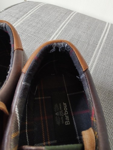 Barbour Brown Leather Country Shoes / Trainers Mens Size Uk 8, Logo On Bottom. - Picture 8 of 21