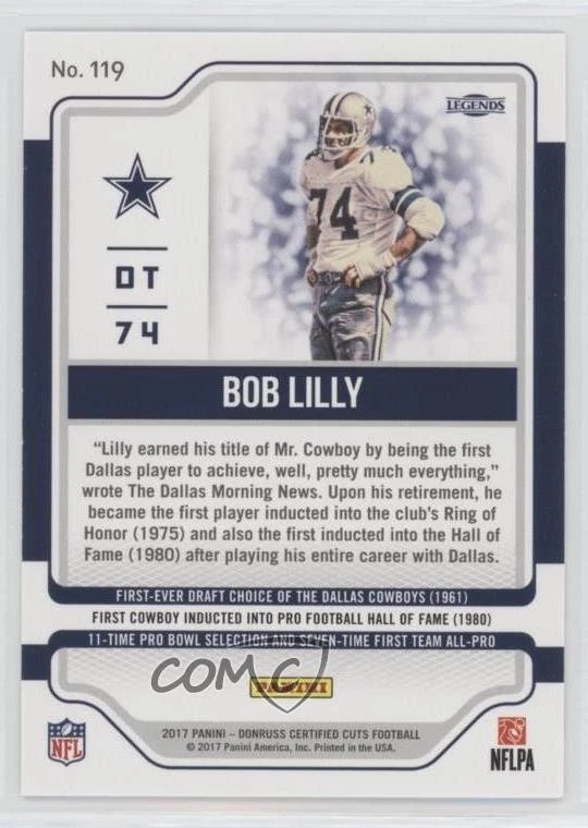 2017 Certified Cuts Legend Silver /99 Bob Lilly #119 HOF - Image 2 of 2