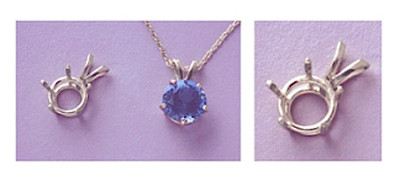 Sterling Silver Round Five Prong Pre-Notched Pendant Setting (9-15mm)