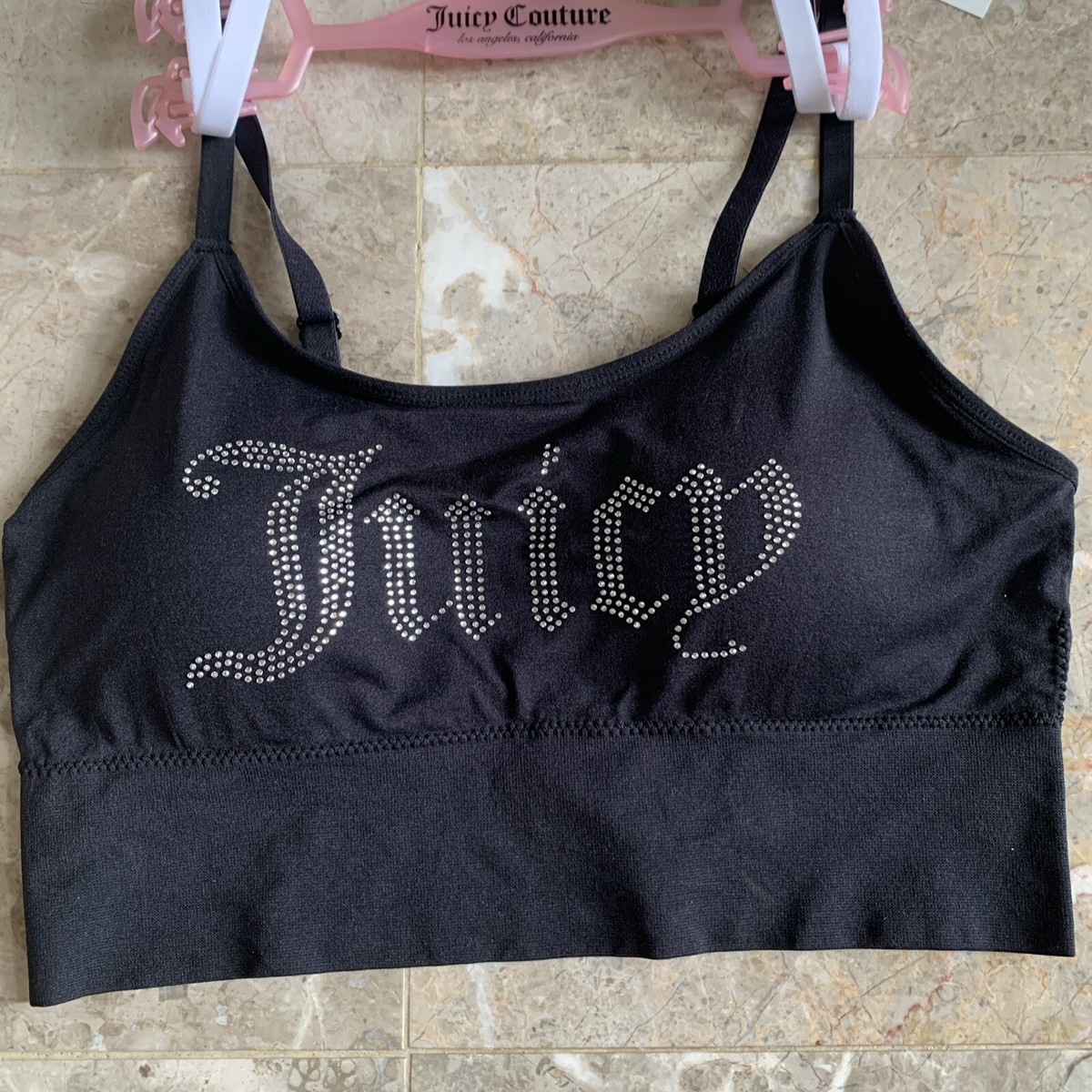Juicy Couture Size 1X Bra Set Black & White with RHINESTONE Sports