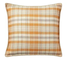 Lauren Ralph Lauren Middlebrook Plaid Decorative Bed Toss Pillow Tan Orange Gray