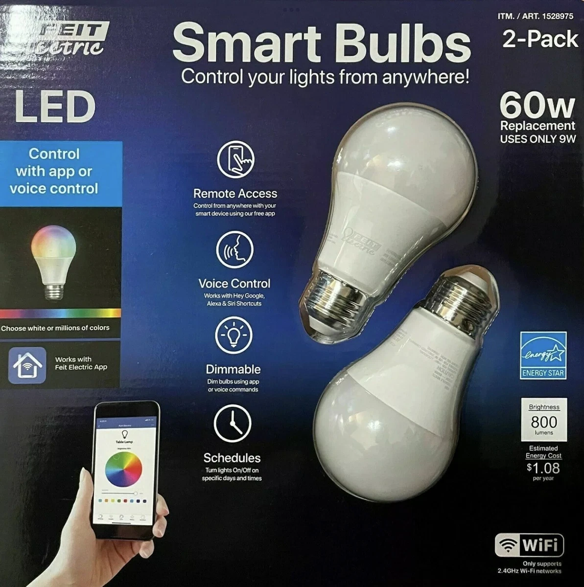 Feit Electric 60W Smart Wi Fi LED Color Changing Dimmable Light