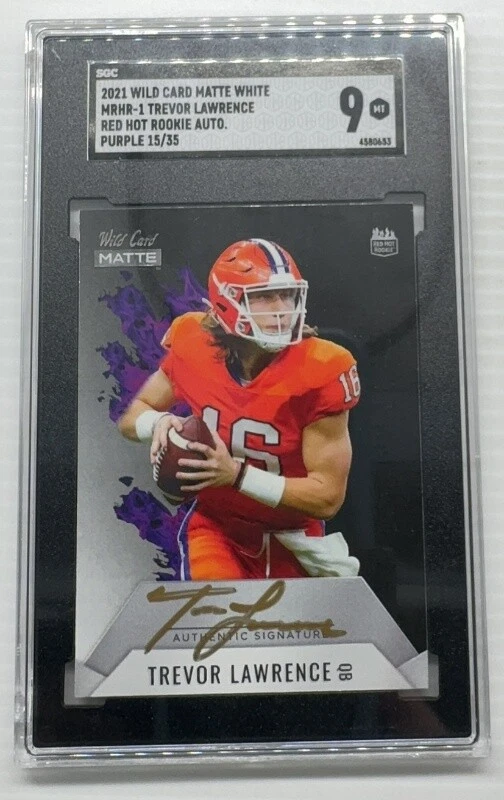 Trevor Lawrence Wild Card Matte White Premier Edition Red Hot Rookie Autographs #MRHR1 Purple