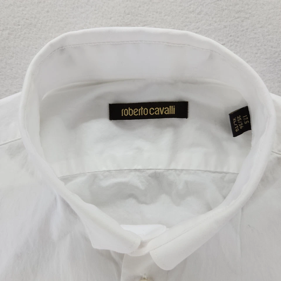 Camisa de vestir Roberto Cavalli para hombre blanca con botones manga larga talla 17,5 35/36 XL Foto 2 de 4