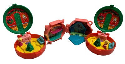 Polly Pocket Pet Connects Stackable Toy /2 McDonalds Christmas Compacts 1993 Lot