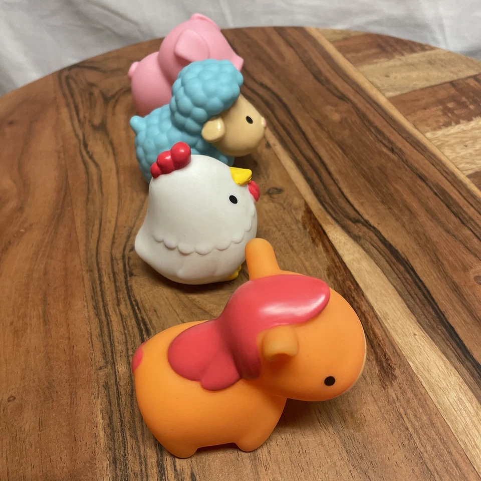 5 Munchkin 2014 农场动物洗澡玩具马、绵羊、猪、鸭、鸡玩偶 — 第 2/4 张图片