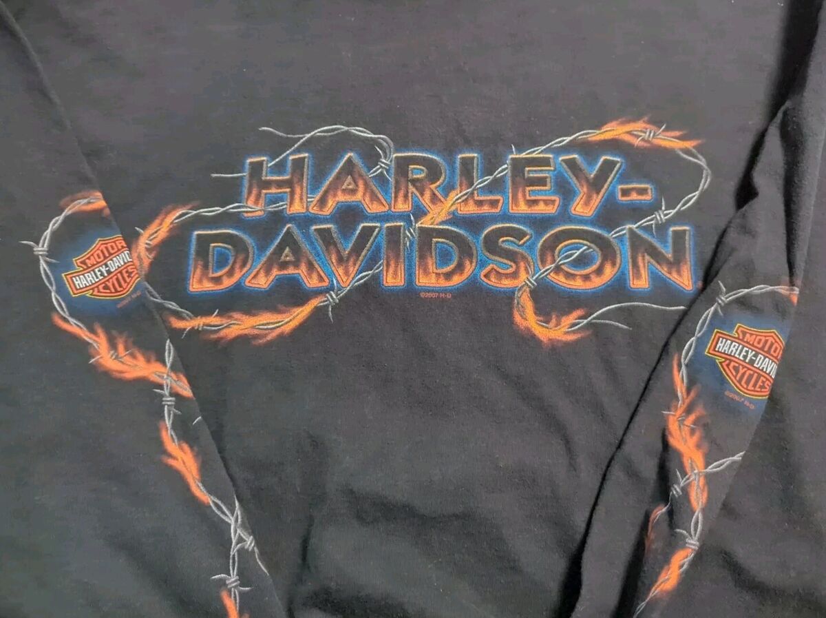 Harley Davidson Barbed Wire Flames Long Sleeve Black Men's Harley Davidson Barbed Wire Flames Long Sleeve Black Men's