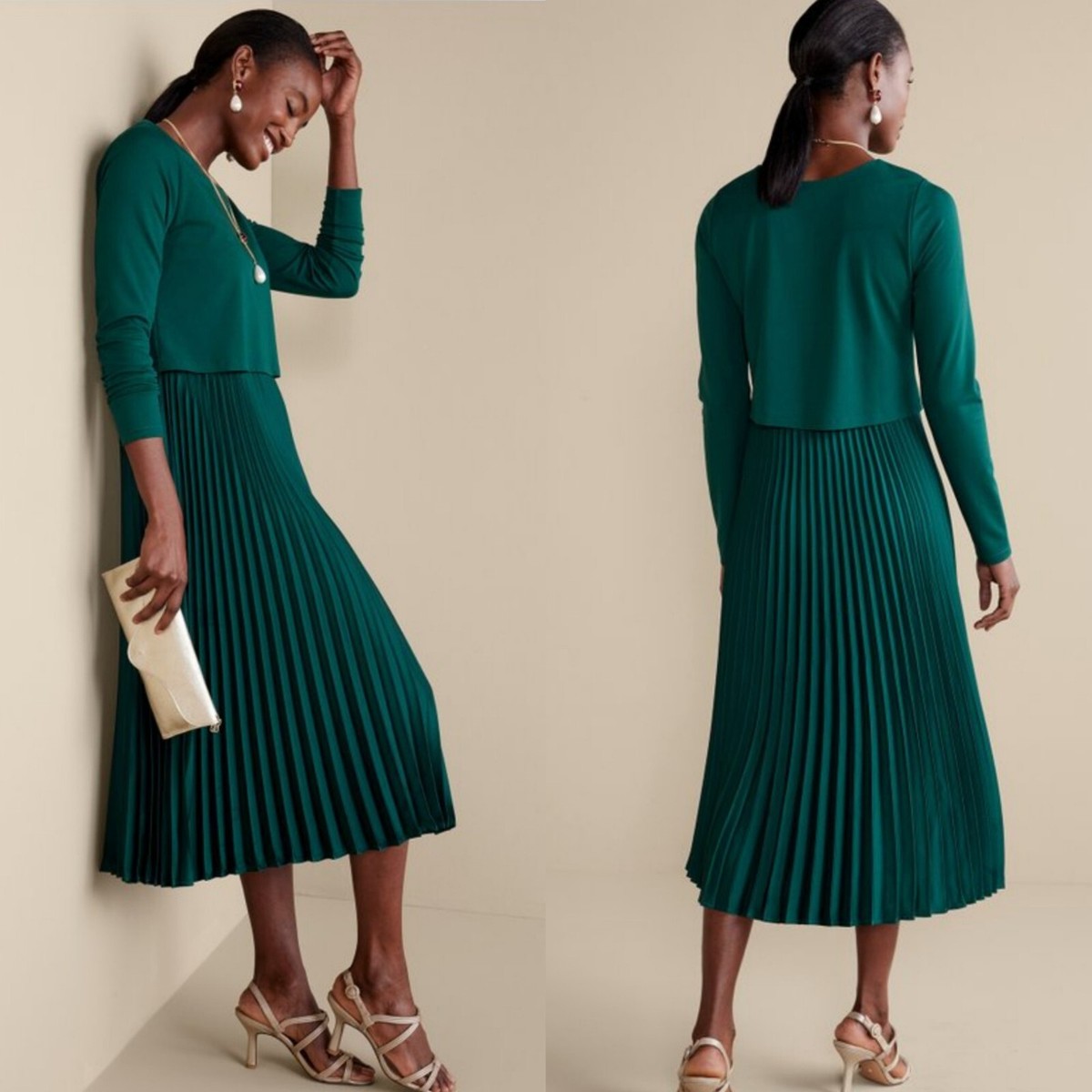 green pleated skirt dress Davina Green Lace Detail Maxi Dress with Pleated Skirt – Frock and Frill main image 0