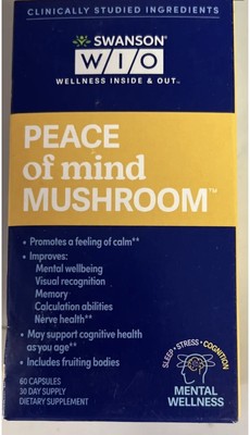 Swanson WIO peace of mind mushroom 60Ct EXP 5/25 