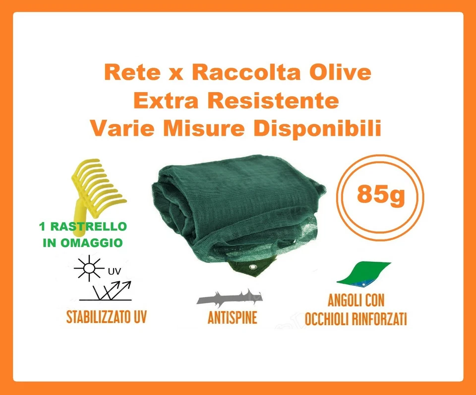 OLIVARI RETE TELO PER OLIVE ANTISPINA PESANTE 85gr USO PROFESSIONALE POLIETILENE VERDE