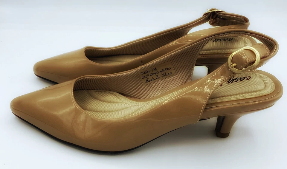 Easy Street Nude Slingback Buckle Kitten Heel For Women’s Size 7M EUC - Image 2 of 4