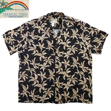 Paradise Found Hawaiian Shirt Palm Trees Vintage Honolulu Made USA Men's 2XL