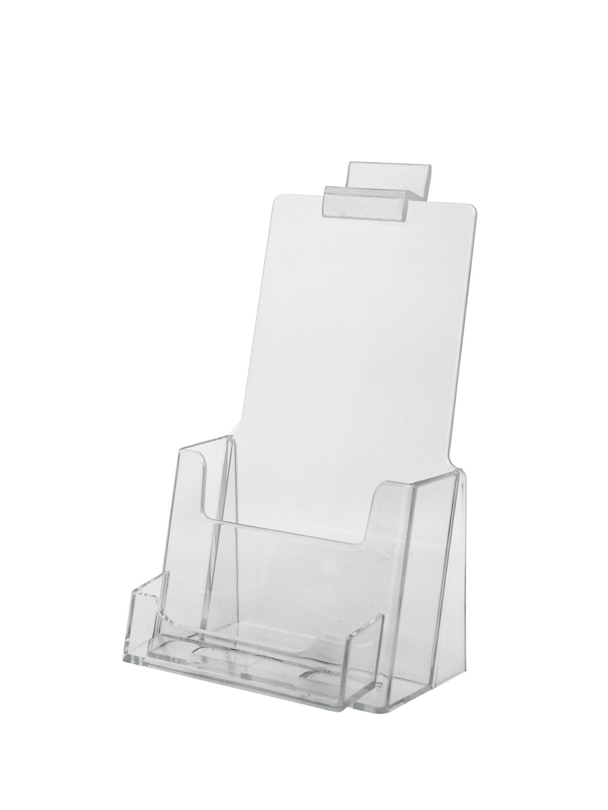 4"w x 7"h Slatwall TriFold Brochure with Business Card Pocket Retail Display