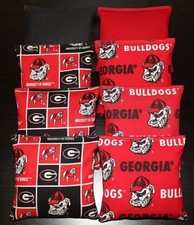 Cornhole Bean Bags made w GEORGIA BULLDOGS Fabric ACA Regulation UGA Game Toss