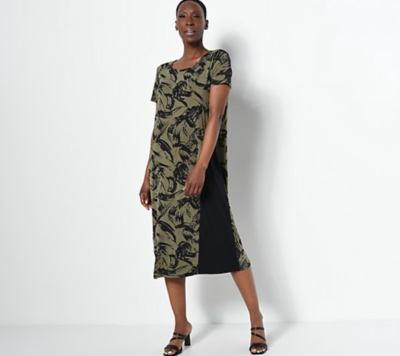 Truth + Style Regular Printed Abstract Knit Midi Dress in Olive Black Size  XS | eBay