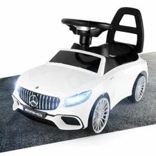 Licensed Mercedes-Benz Kids Ride On Toy Car Walker Scooter Pulling Wagon, White