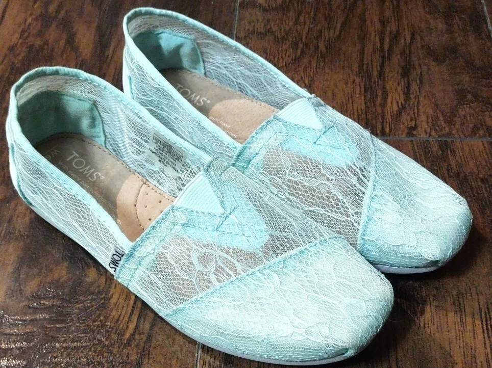 Size W 6 TOMS Alpargata Blue Lace Espadrille Womens Slip On Flats | eBay