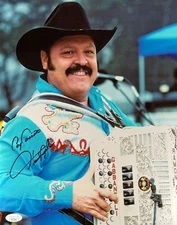 RAMON AYALA SIGNED 11X14 METALLIC PHOTO REY DEL ACCORDION MEXICAN LEGEND JSA COA