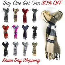 Women Men High Quality CASHMERE Scarf Solid Plaid Wool SCOTLAND Winter Scarf New