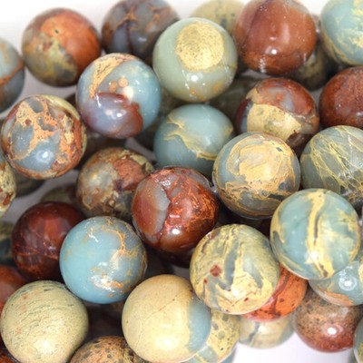 Natural Brown Blue Snake Skin Jasper Round Beads 15.5'' 4mm 6mm 8mm 10mm 12mm