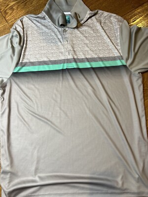 Pro Tour Polo Shirt Mens 2x GrayStriped Cool Play Collared Short Sleeved