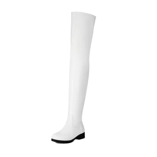 36-48 Overknee Übergröße Stiefel Flach Weich Reißverschluß Boots Schwarz - Bild 11 von 16