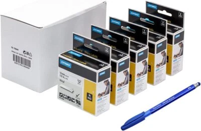 5PK Vinyl Label Tape 18444 12mm Black / White for DYMO RHINO 3000 4200 5200 6000