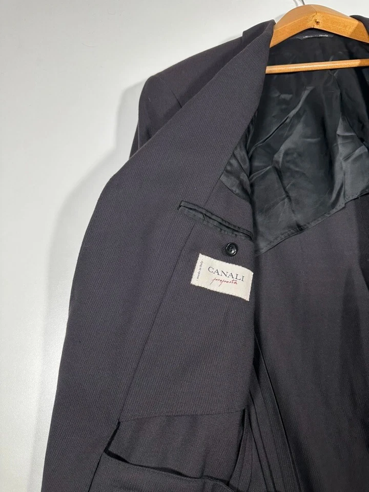 Canali Proposta Barneys NY Pure Wool Blazer Solid Black  Made In Italy US  54 L - Image 3 of 4