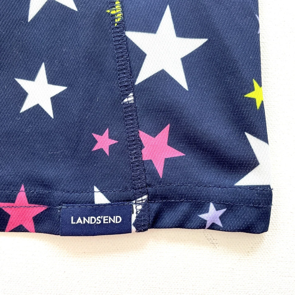 Camisa Atlética Lands’ End Niñas’ Mediana 10-12 Capa Base Azul Marino Estrellas Manga Larga Foto 2 de 4