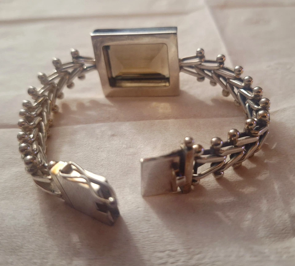 Precioso brazalete de topacio ahumado de plata esterlina corte esmeralda Lori Bonn Foto 3 de 4