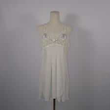 Dentelle White Lace Floral Embroidered Slip Chemise Nightgown
