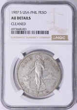 1907 S U.S. Philippines Silver Peso NGC AU Details (001)
