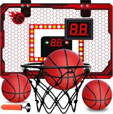 NESAPTO Basketball Hoop Indoor, Over The Door Basketball Hoops with Led Lighting