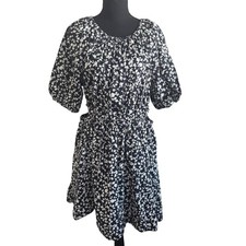 Old Navy Womens Black Floral Dark Cottagecore Dress Size L Boho Coastal