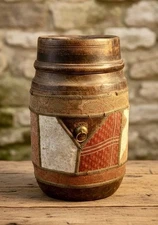 Early 20th Century Primitive Asian Wooden Grain Storage Bucket Box 16”x10”