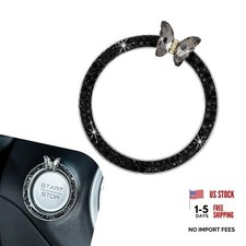 Bling Car Engine Start Stop Decoration Ring, Sparkling Butterfly Push to black