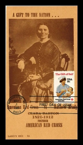 DR JIM STAMPS US CARD AMERICAN RED CROSS FIRST DAY ISSUE CLARA BARTON LANDS END