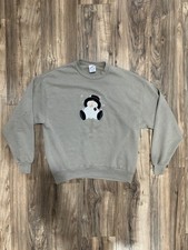 Vintage 90 s Jerzees Snowman Christmas Sweatshirt Crewneck Large Beige Made USA