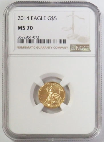 2014 GOLD $5 AMERICAN EAGLE 1/10 OZ NGC MINT STATE 70